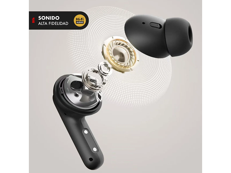 Audifonos Bluetooth Blik Air1000 Cancelación De Ruido Hibrida Adaptativa Con 6 Micrófonos Integrados Y 25 Hrs De Batería Sonido De Alta Fidelidad Negro 2