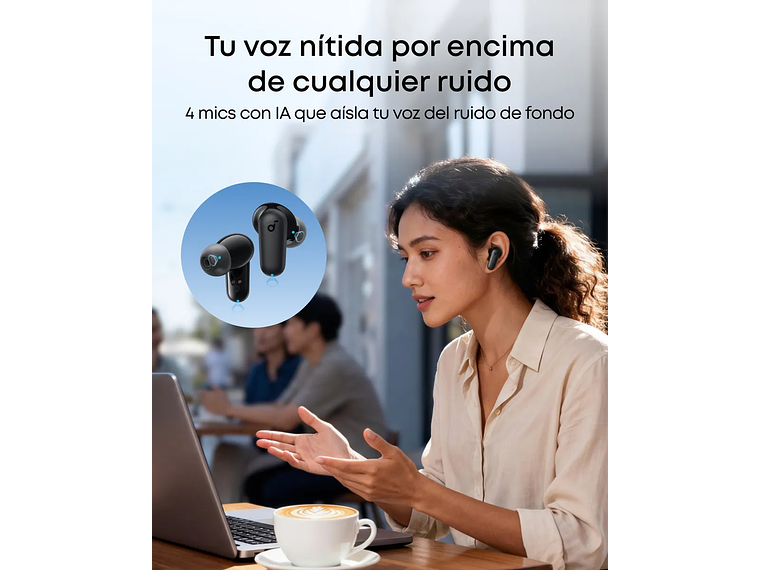 Audífonos Bluetooth Gamer Soundcore by Anker P30i, Cancelacion de Ruido in Ear, Adaptive ANC, Hi-Res, LDAC, 45 Horas de Calidad de Sonido sin Pérdida, Soporte de Carga Rápida, Bluetooth 5.4, Negro 3