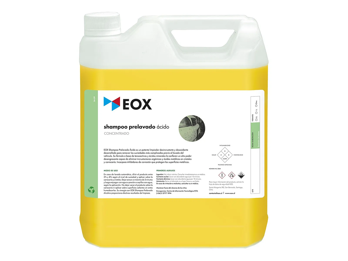 Shampoo Automotriz Concentrado Prelavado Ácido Eox 5 Litros 1