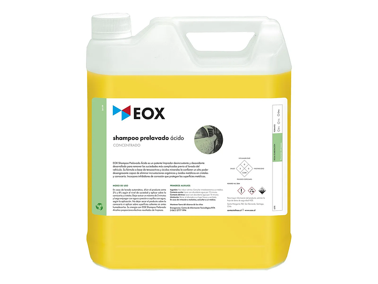 Shampoo Automotriz Concentrado Prelavado Ácido Eox 5 Litros 1