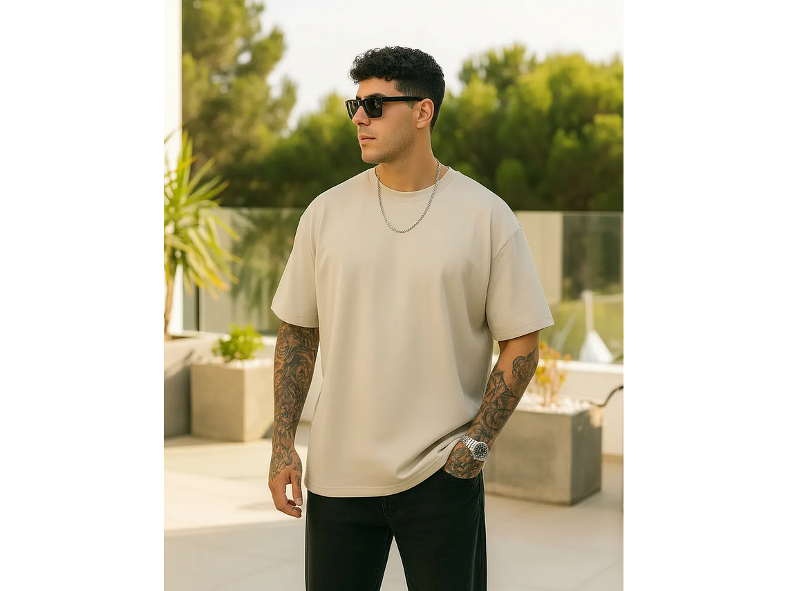 Polera Oversized 300g Cuello Redondo Streetwear 100% Algodón 2
