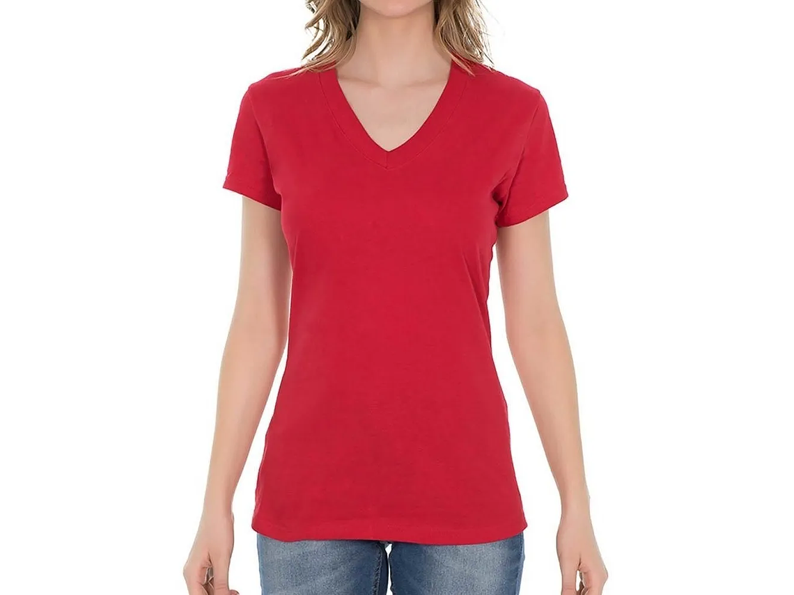Polera Cuello V 100% Algodón De Mujer 2