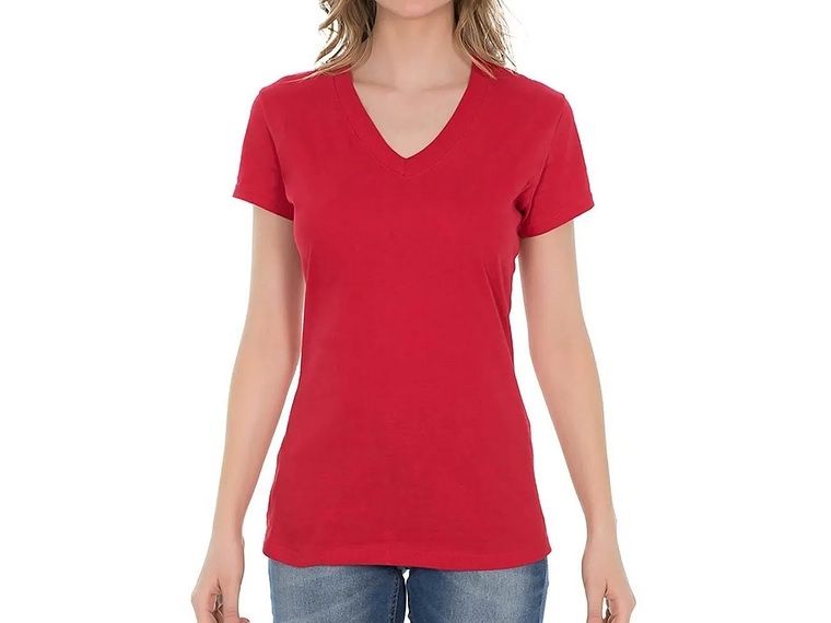 Polera Cuello V 100% Algodón De Mujer 2