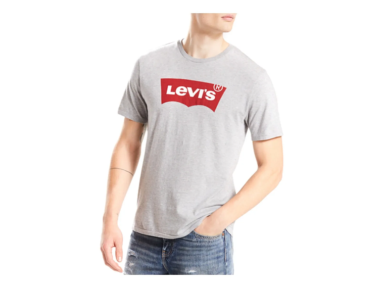 Polera Hombre Lisa Con Logo Gris Levis 1