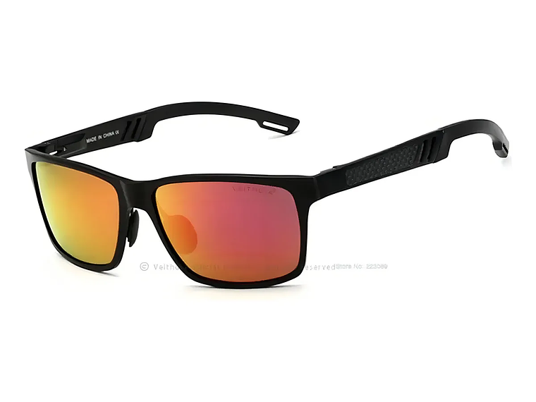 Lentes De Sol Hd Polarizados Veithdia V6560 Rojo Aluminio Magnesio Color De La Lente Rojo Color De La Varilla Negro 1