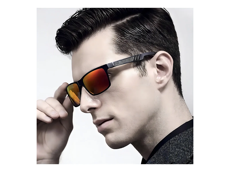 Lentes De Sol Hd Polarizados Veithdia V6560 Rojo Aluminio Magnesio Color De La Lente Rojo Color De La Varilla Negro 2