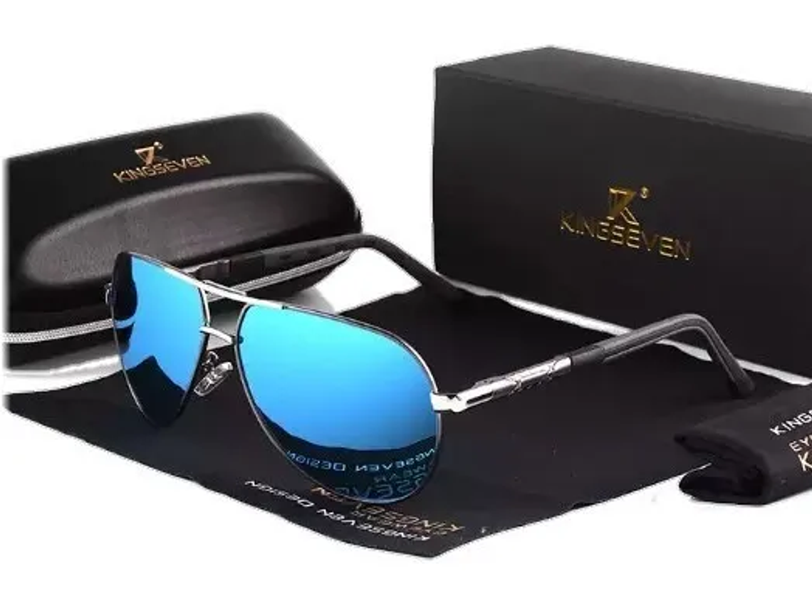 Anteojos de Sol Polarizados Kingseven K725 Talle Standard Liso Armazón Turquesa y Lente Azul 2