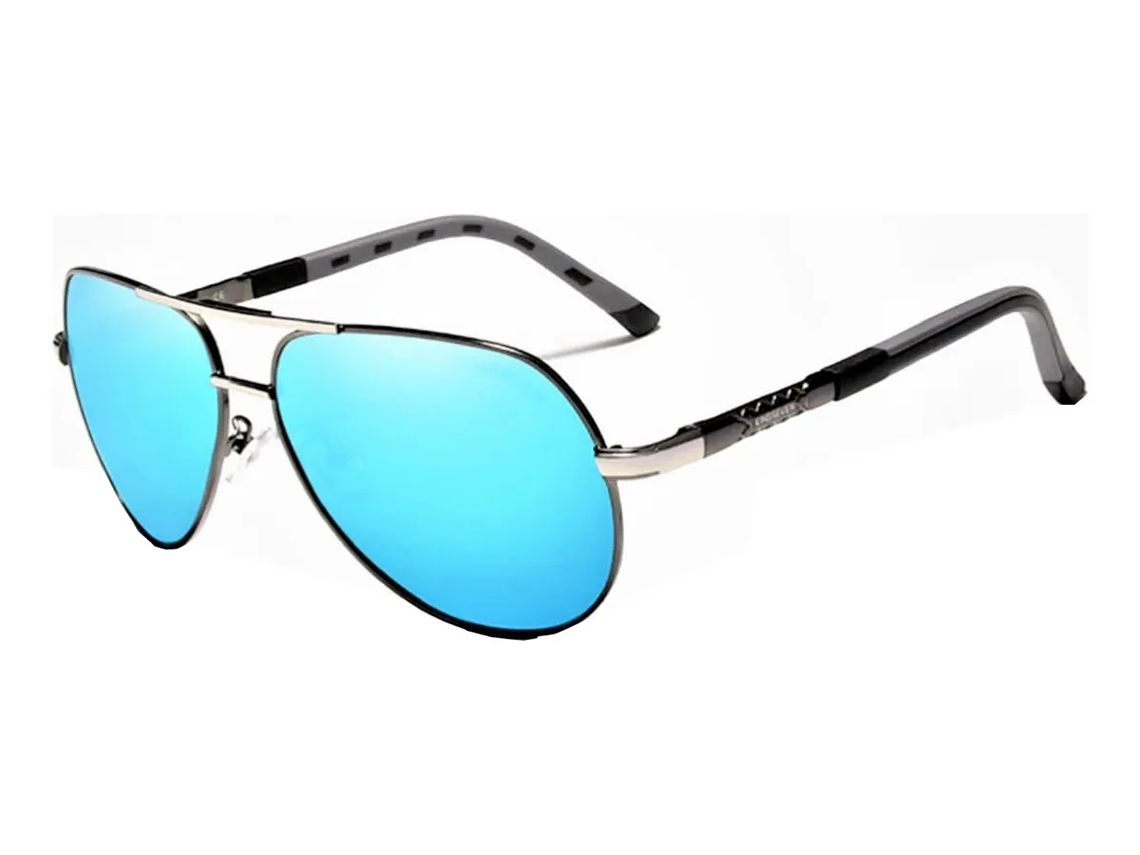 Anteojos de Sol Polarizados Kingseven K725 Talle Standard Liso Armazón Turquesa y Lente Azul 1