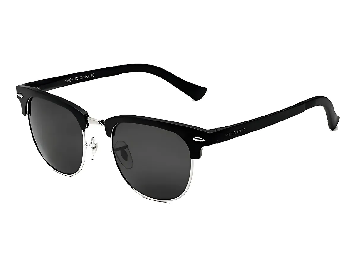 Lentes De Sol Hd Polarizados Veithdia Metal 6690n Color Negro Lente Gris Oscuro 1