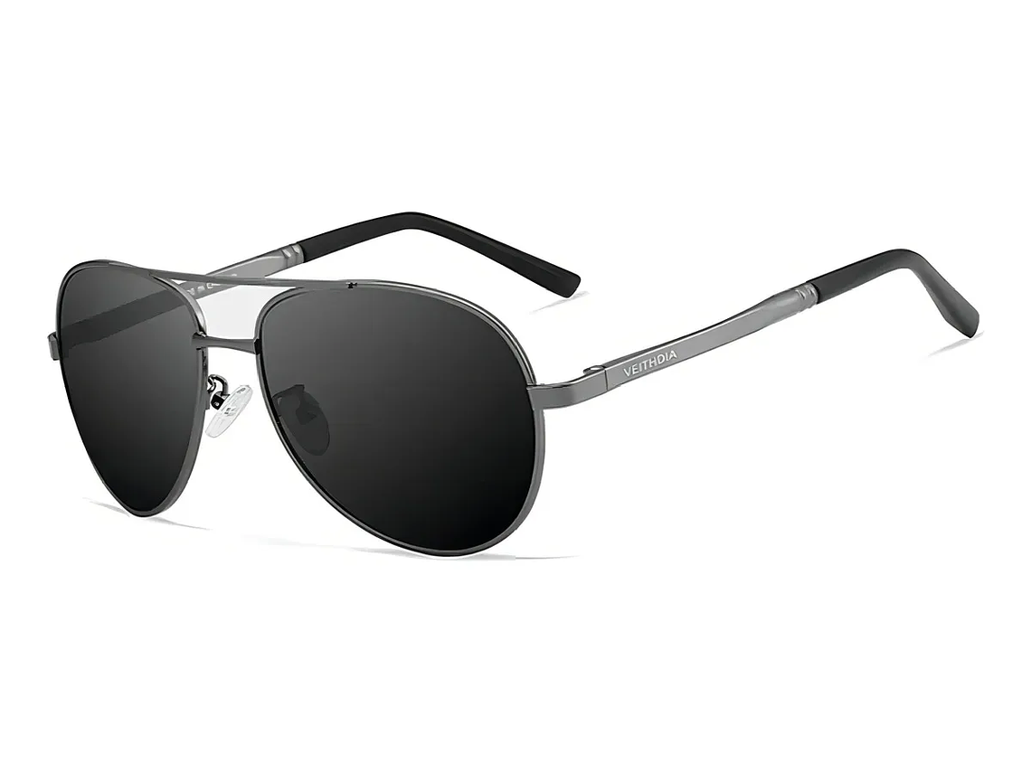 Anteojos De Sol Polarizados Veithdia Sol V1306 Armazón Gris Oscuro Y Lente Negro 1