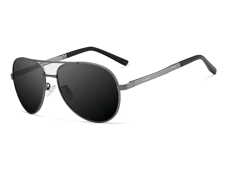 Anteojos De Sol Polarizados Veithdia Sol V1306 Armazón Gris Oscuro Y Lente Negro 1