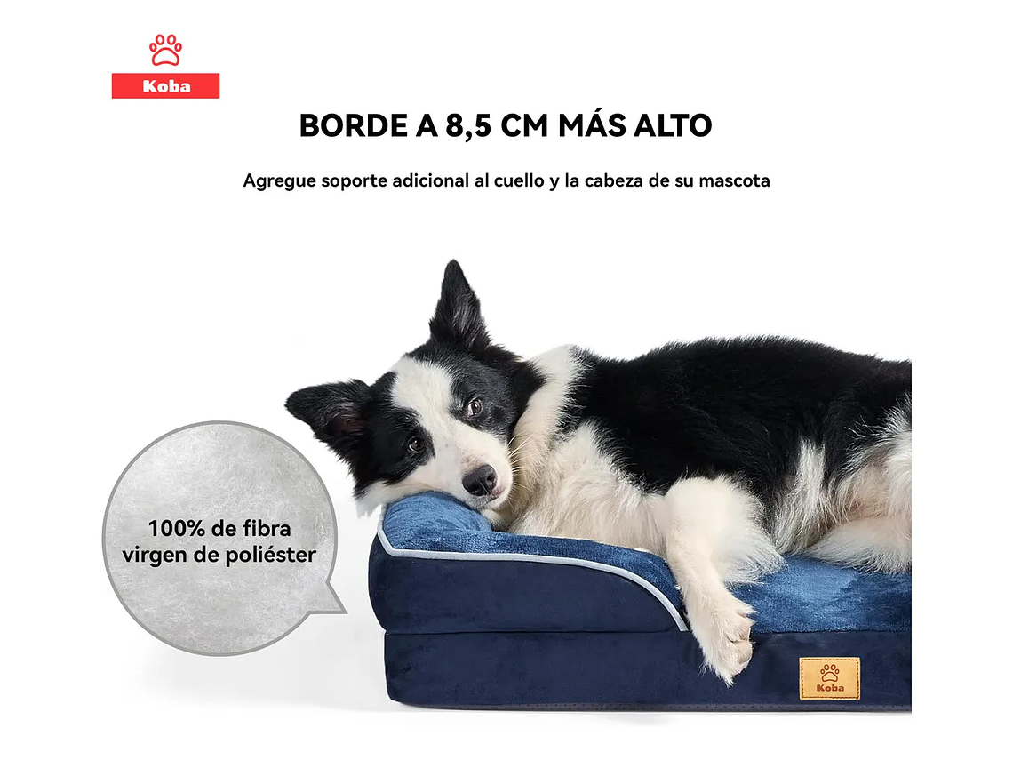 Cama Antiestres Perro Colchon Ortopedica 90x63cm Grande Azul Diseño Cama Antiestres Con Soporte Ortopedico 2