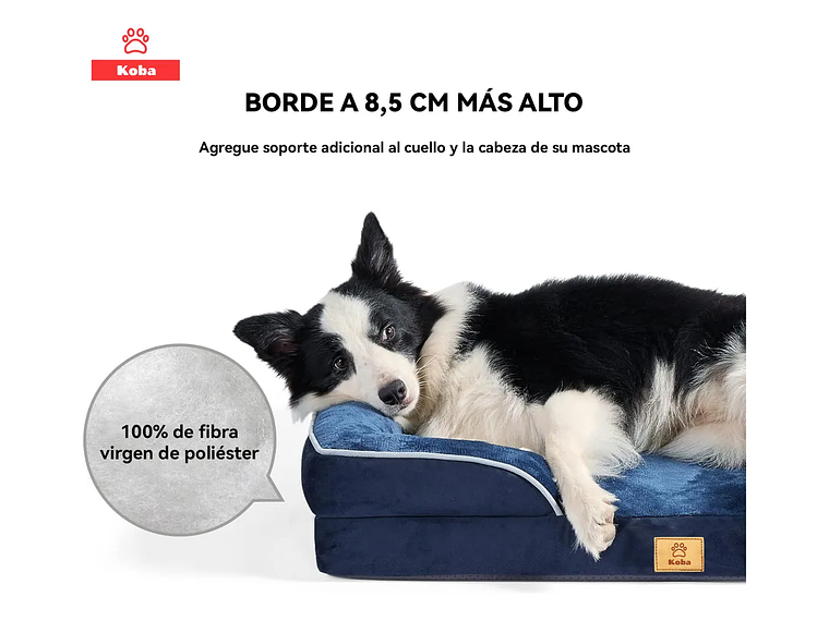 Cama Antiestres Perro Colchon Ortopedica 90x63cm Grande Azul Diseño Cama Antiestres Con Soporte Ortopedico 2