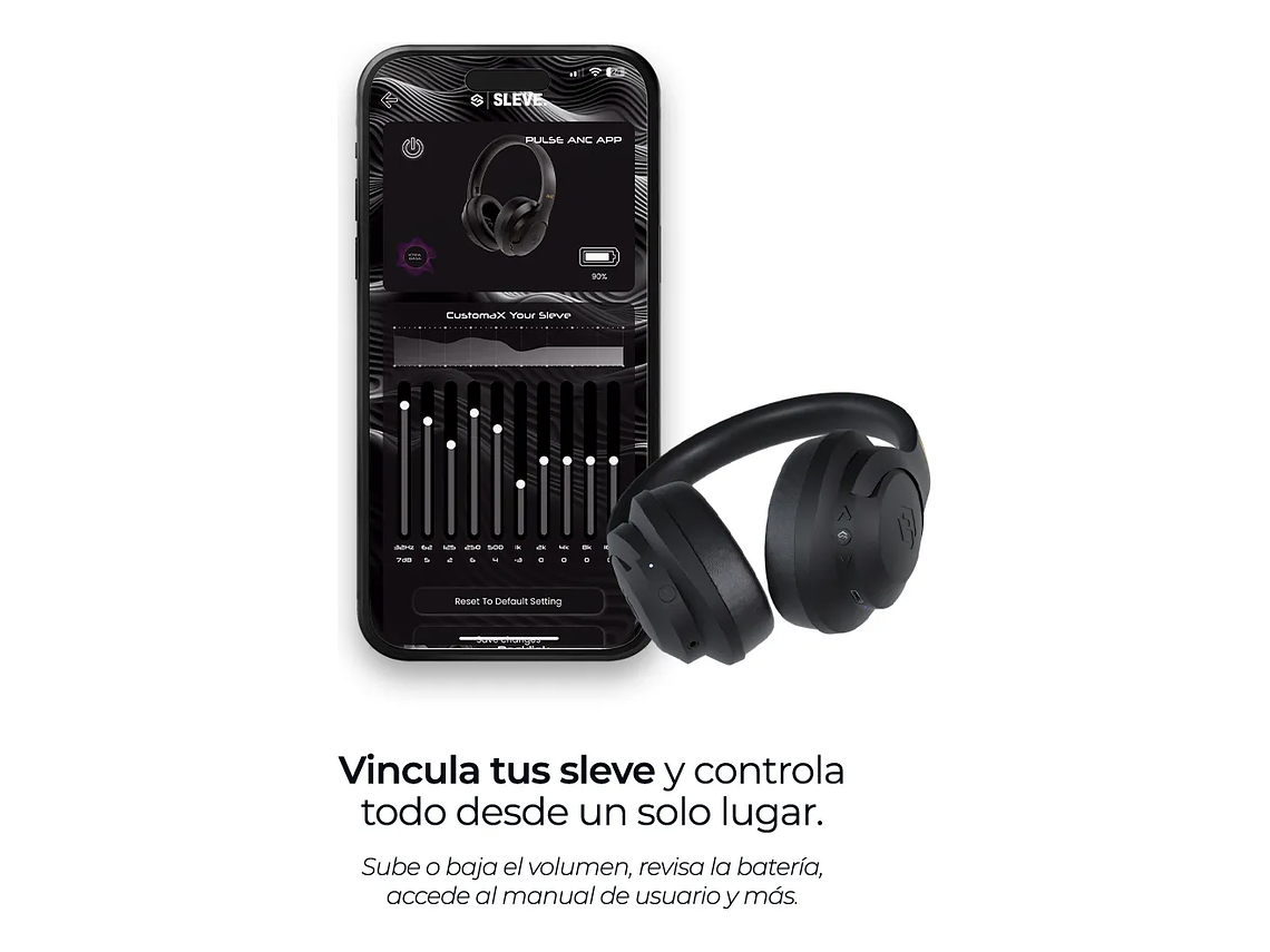 Audífonos Inalámbricos Bluetooth Sleve Pulse ANC 2Gen Cancelación de Ruido Activa 45 Horas Batería Negro 2