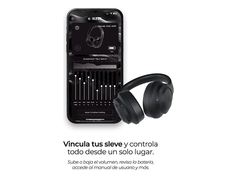 Audífonos Inalámbricos Bluetooth Sleve Pulse ANC 2Gen Cancelación de Ruido Activa 45 Horas Batería Negro 2