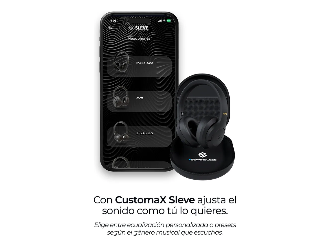Audífonos Inalámbricos Bluetooth Sleve Pulse ANC 2Gen Cancelación de Ruido Activa 45 Horas Batería Negro 3