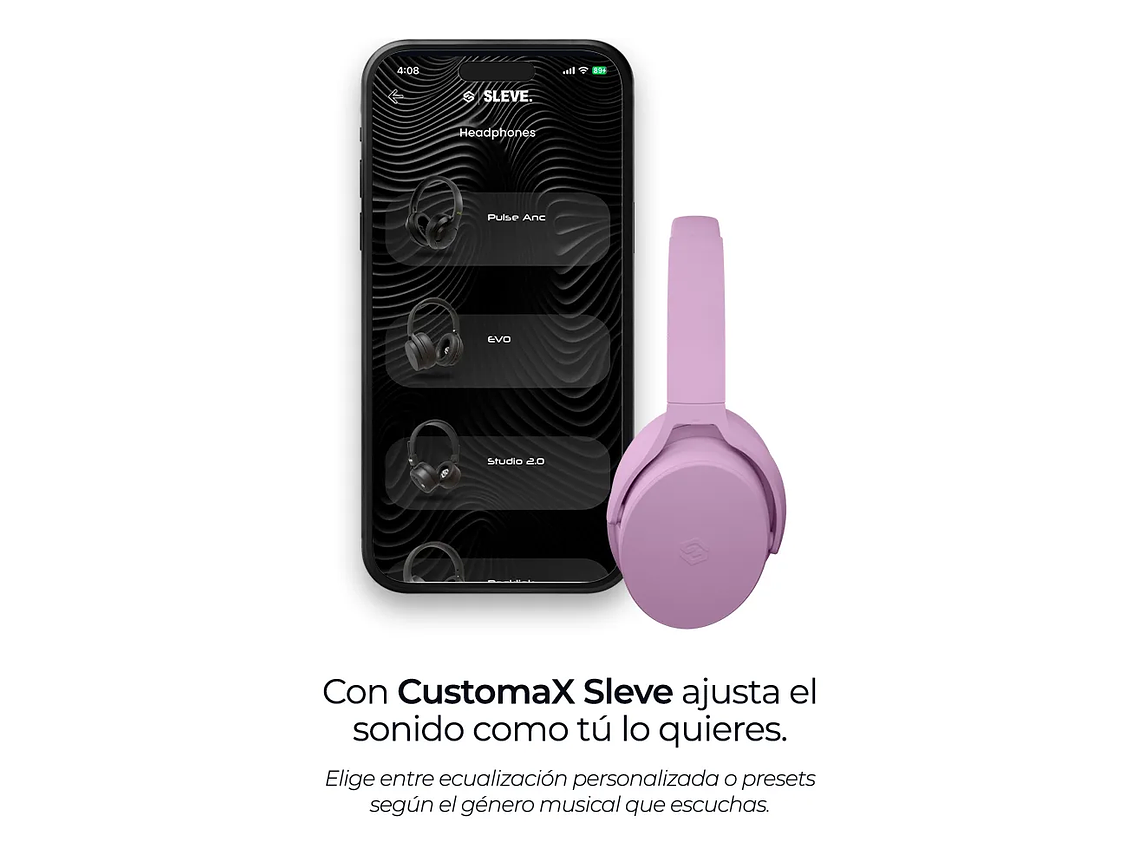 Audífonos Inalámbricos Bluetooth Sleve Evo 2Gen Cancelación de Ruido Pasiva 45 Horas Batería Violet Glow Violeta 2