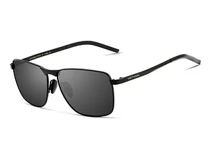 Gafas de Sol Polarizadas Veithdia V2462 Armazón Negro Lente Gris UV400