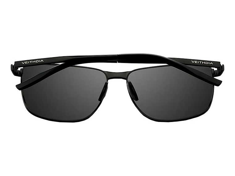Gafas de Sol Polarizadas Veithdia V2462 Armazón Negro Lente Gris UV400 2