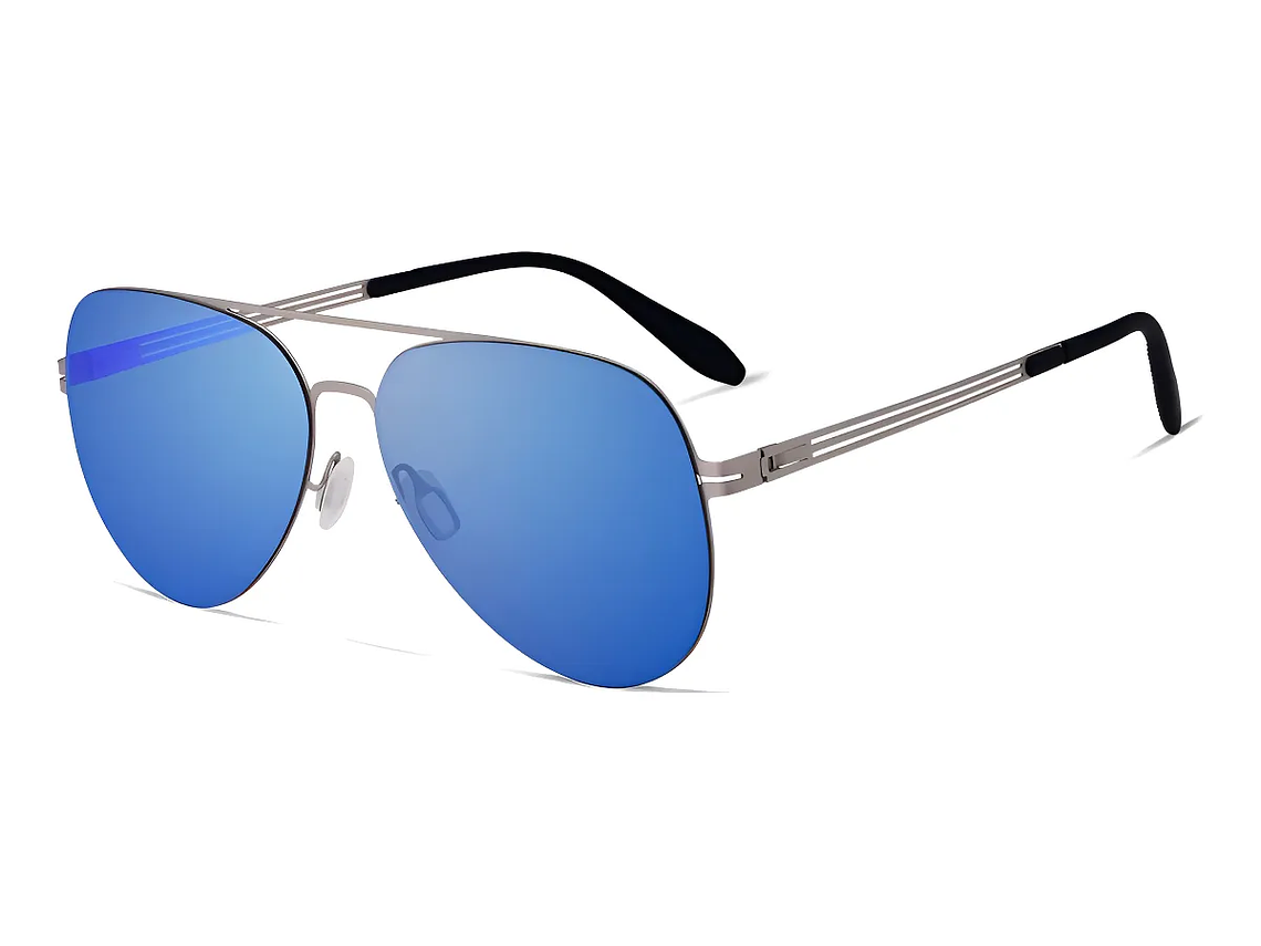 Lentes De Sol Hd Polarizados Veithdia Aluminio Magnesio V8218 Color De La Lente Azul Color De La Varilla Plateado 1