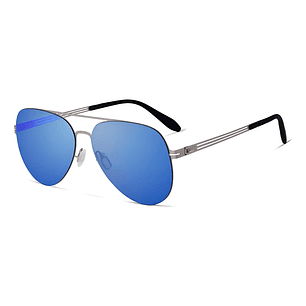 Lentes De Sol Hd Polarizados Veithdia Aluminio Magnesio V8218 Color De La Lente Azul Color De La Varilla Plateado