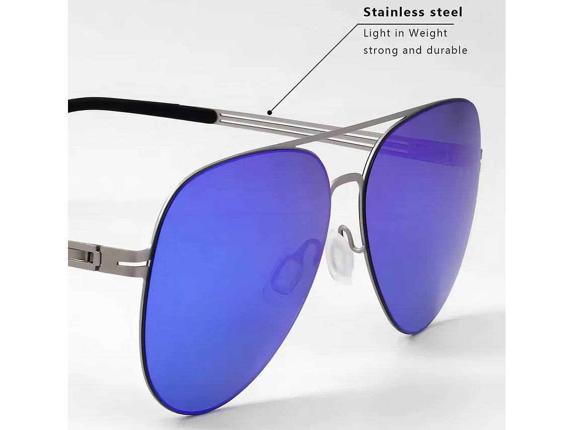 Lentes De Sol Hd Polarizados Veithdia Aluminio Magnesio V8218 Color De La Lente Azul Color De La Varilla Plateado 2