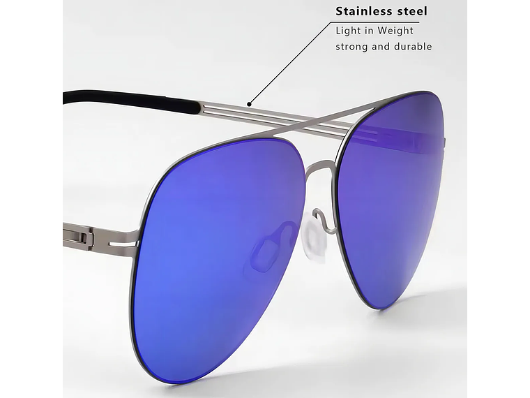 Lentes De Sol Hd Polarizados Veithdia Aluminio Magnesio V8218 Color De La Lente Azul Color De La Varilla Plateado 2