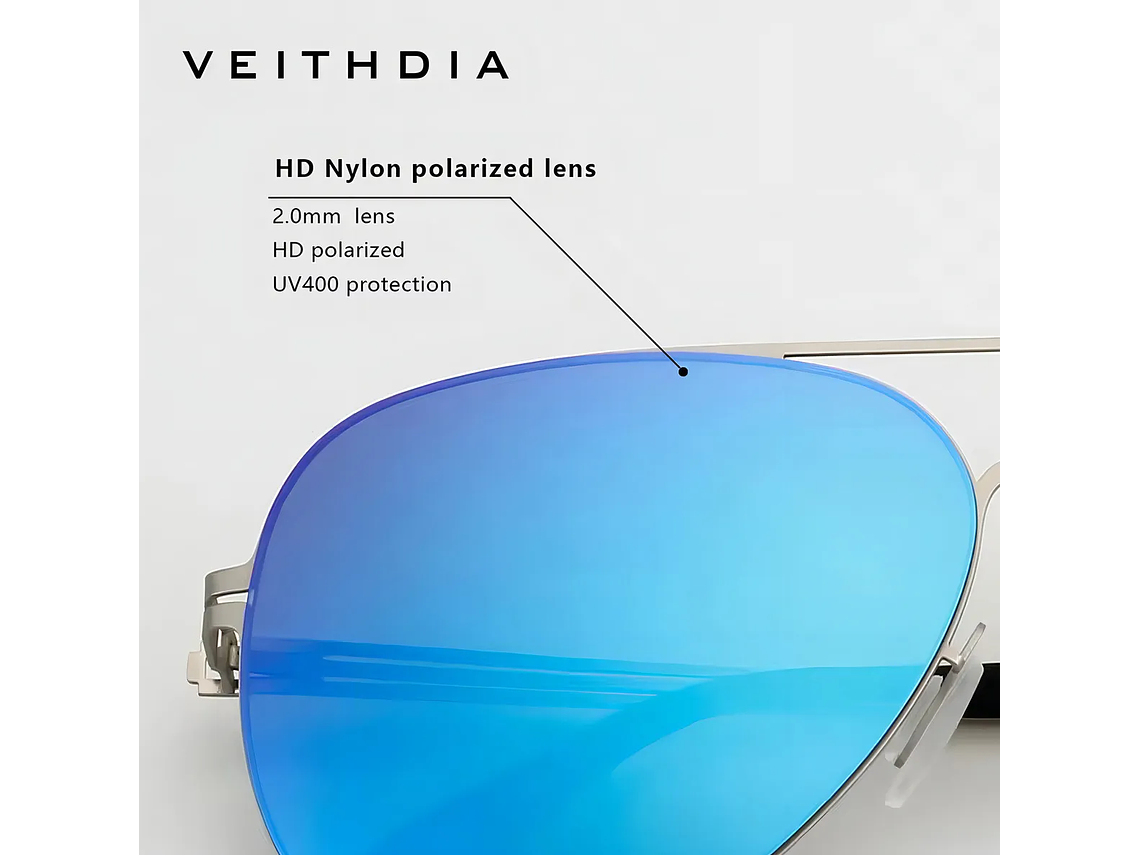 Lentes De Sol Hd Polarizados Veithdia Aluminio Magnesio V8218 Color De La Lente Azul Color De La Varilla Plateado 3