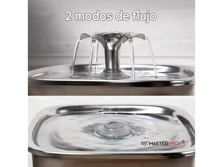 Bebedero Para Mascota Perro Gato Dispensador Agua Acero Inoxidable 304 Electrico Con Capacidad De 2,6l Luz Led Color Gris Premium Original By Master Prox® 1