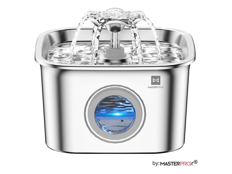 Bebedero Para Mascota Perro Gato Dispensador Agua Acero Inoxidable 304 Electrico Con Capacidad De 2,6l Luz Led Color Gris Premium Original By Master Prox® 2