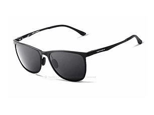 Anteojos De Sol Polarizados Veithdia 6623 Negro Con Marco De Aluminio Color Negro, Lente Negro De Policarbonato, Varilla Negro