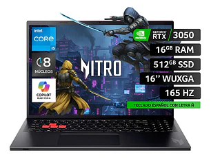Notebook Acer Gamer 16' / Intel Corei5 /16gb /rtx3050/512ssd