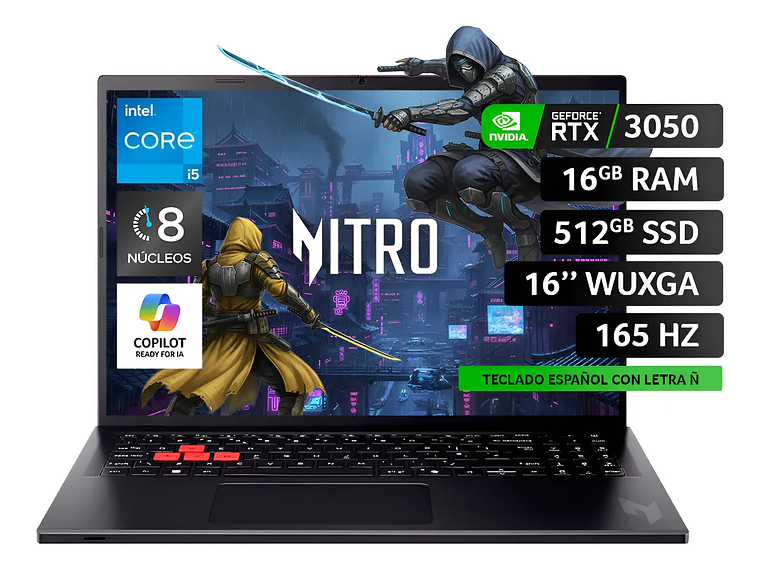 Notebook Acer Gamer 16' / Intel Corei5 /16gb /rtx3050/512ssd 1