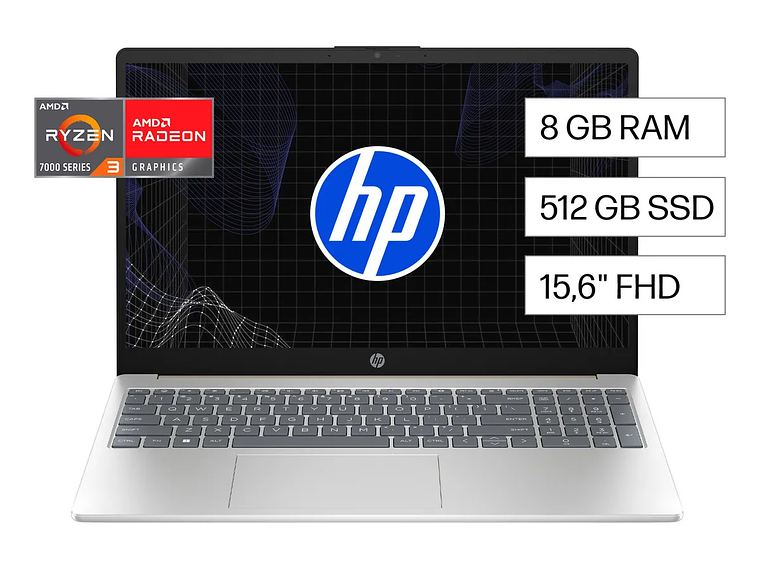 Notebook Hp 15-fc0043la AMD Ryzen 3 8GB RAM 512GB SSSD Windows 11 Home 1