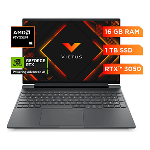 Notebook Gamer HP Victus 15-fb3015la AMD Ryzen 5 16GB RAM NVIDIA GeForce RTX3050 1T SSD Windows 11 Home