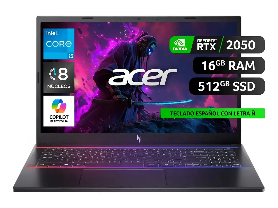 Notebook Gamer Nitro V Anv15-51-53w1-1 Rtx 2050 Negro Acer 1