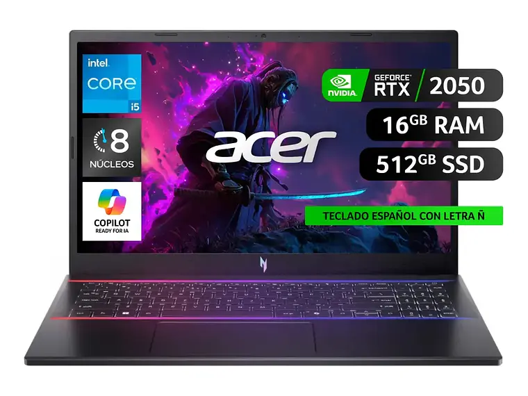 Notebook Gamer Nitro V Anv15-51-53w1-1 Rtx 2050 Negro Acer 1