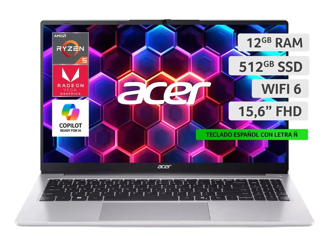  Notebook Aspire Lite AL15-41P-R5JR-1 Silver 512 GB SSD Acer 1