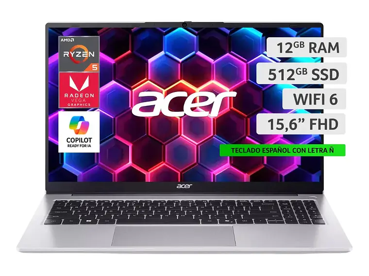  Notebook Aspire Lite AL15-41P-R5JR-1 Silver 512 GB SSD Acer 1
