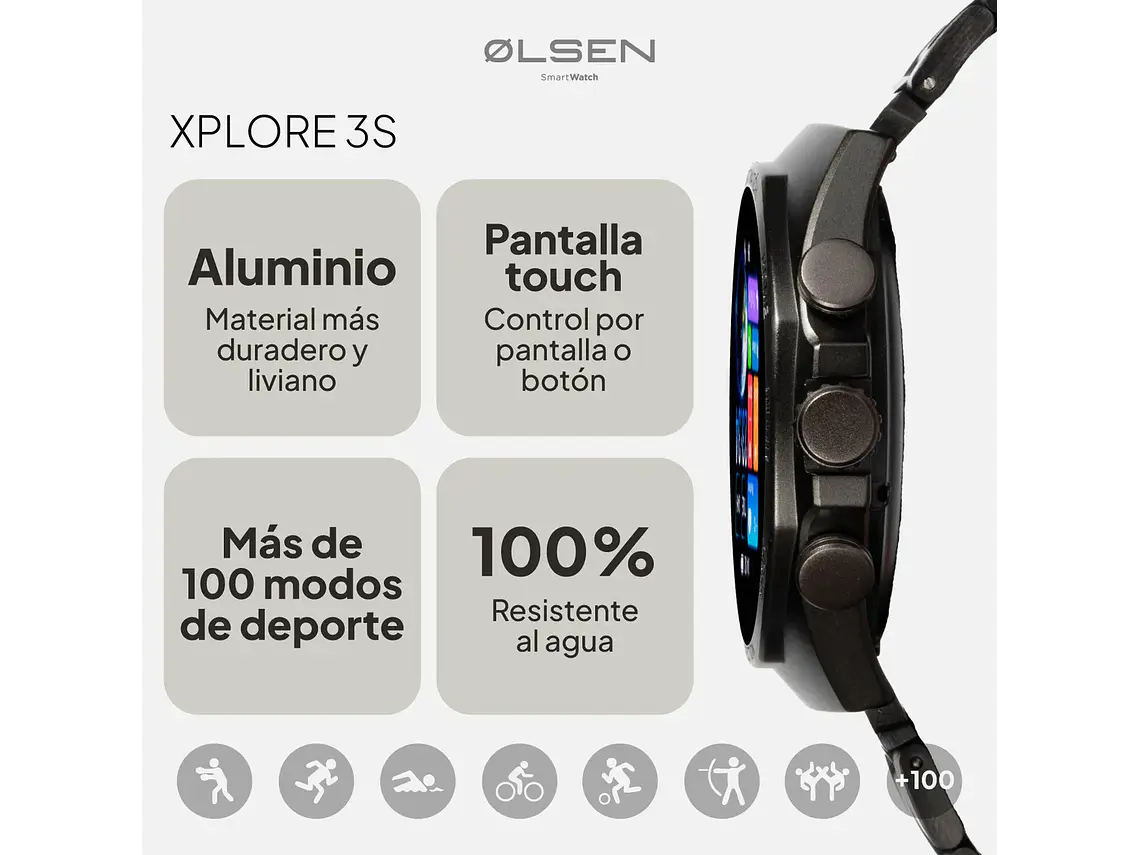 Smartwatch Olsen Reloj Inteligente Xplore Amoled Llamadas Bt Black 2