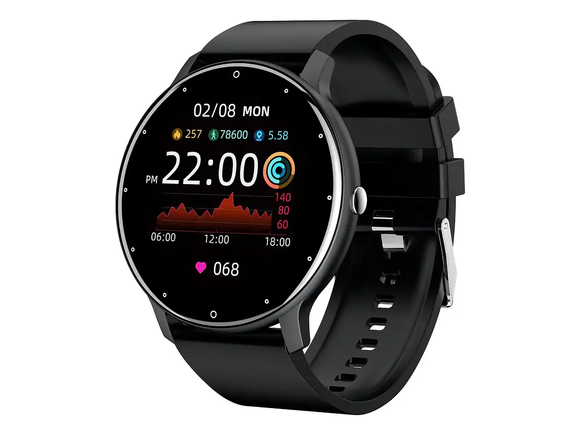 Smartwatch Genérico ZL02, Pantalla TFT táctil, Correa Deportiva Silicona Negra, Bluetooth, IP67 1