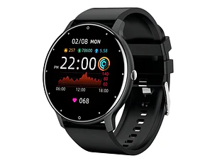 Smartwatch Genérico ZL02, Pantalla TFT táctil, Correa Deportiva Silicona Negra, Bluetooth, IP67