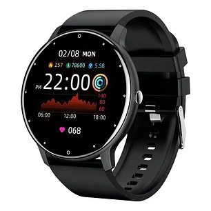 Smartwatch Genérico ZL02, Pantalla TFT táctil, Correa Deportiva Silicona Negra, Bluetooth, IP67