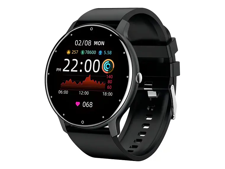 Smartwatch Genérico ZL02, Pantalla TFT táctil, Correa Deportiva Silicona Negra, Bluetooth, IP67 1