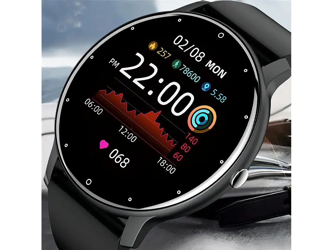 Smartwatch Genérico ZL02, Pantalla TFT táctil, Correa Deportiva Silicona Negra, Bluetooth, IP67 2