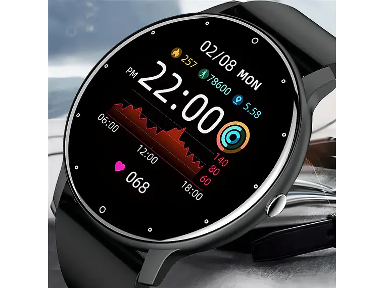 Smartwatch Genérico ZL02, Pantalla TFT táctil, Correa Deportiva Silicona Negra, Bluetooth, IP67 2
