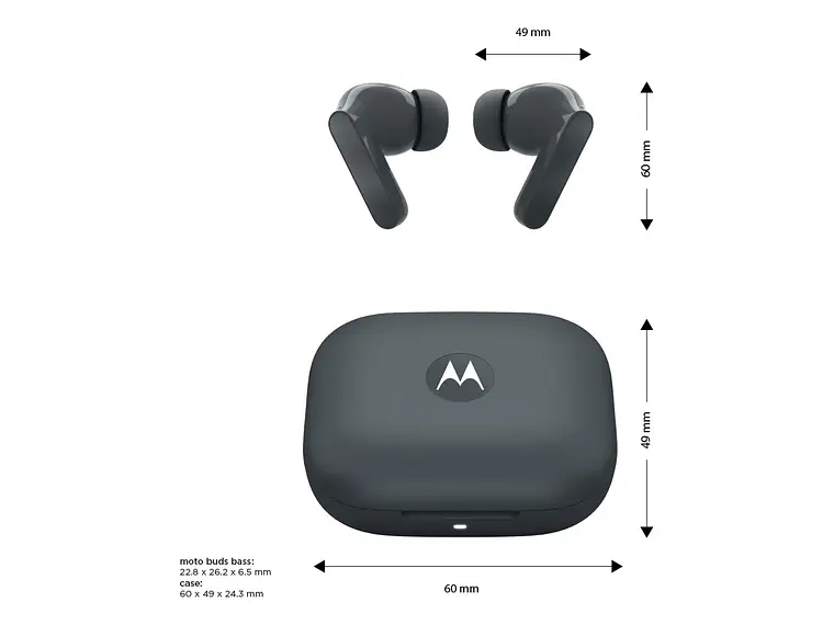 Audífonos Moto Buds Bass Con Cancelación De Ruido Negro 3