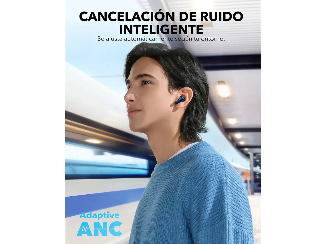 Audífonos Soundcore P40i Adaptive Hybrid ANC Certificación hi-res LDAC Inalámbricos Bajos Profundos 60 Horas De Reproducción Estuche 2-en-1 Ipx5 Llamadas Inalámbricos Color Azul 3