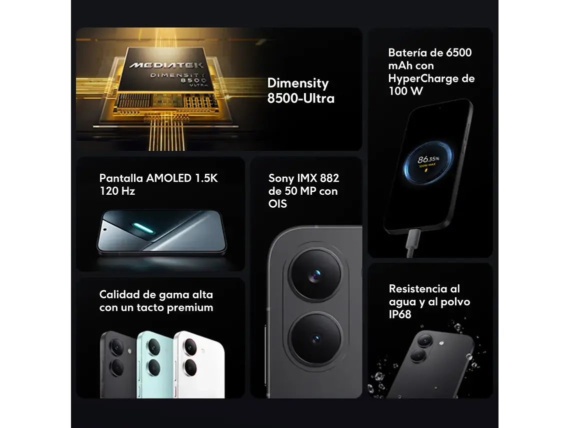 Celular Xiaomi Poco X8 Pro 8gb Ram 256gb Rom Dual Sim 6.59 Amoled Dimensity 8500 Ultra White 2