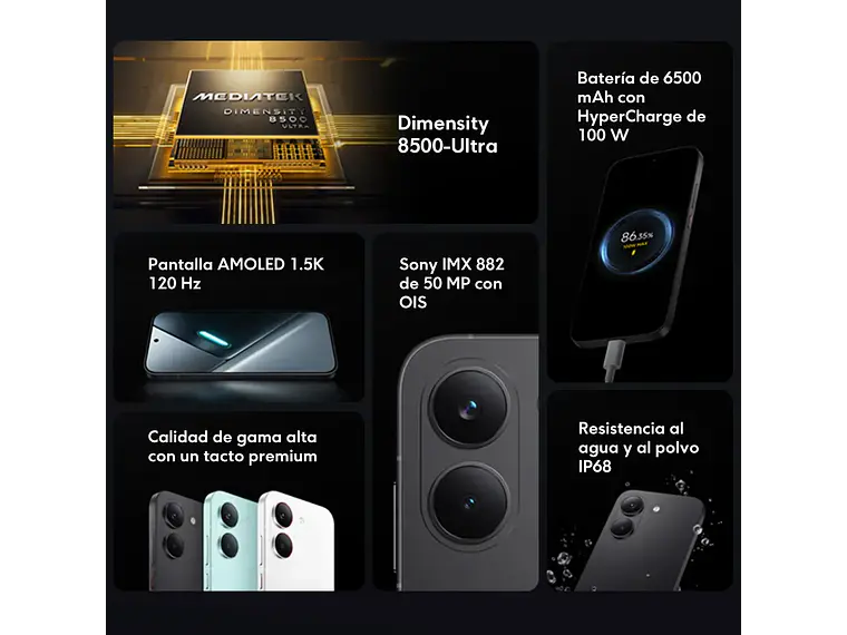 Celular Xiaomi Poco X8 Pro 8gb Ram 256gb Rom Dual Sim 6.59 Amoled Dimensity 8500 Ultra White 2